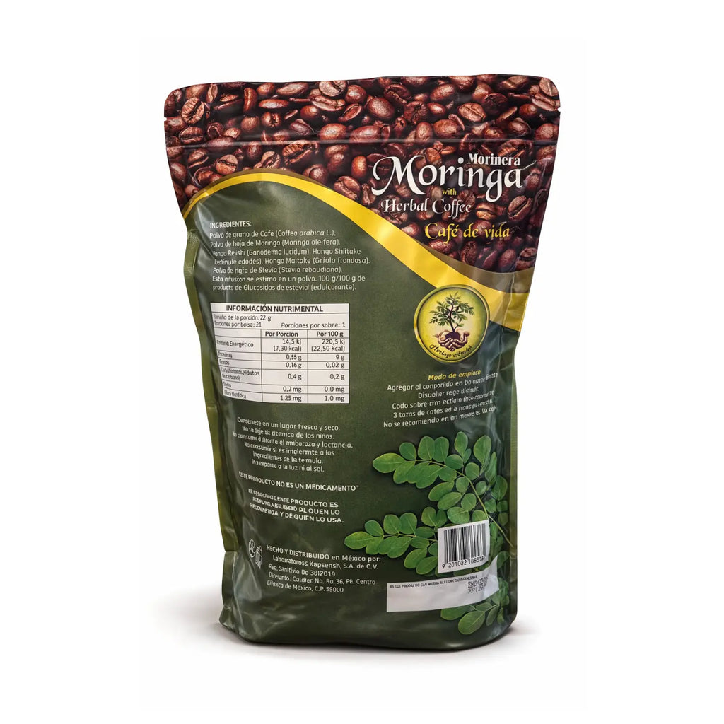 Moringa Café de Vida; 22 sobres de 20 grs, Herbal Coffee.