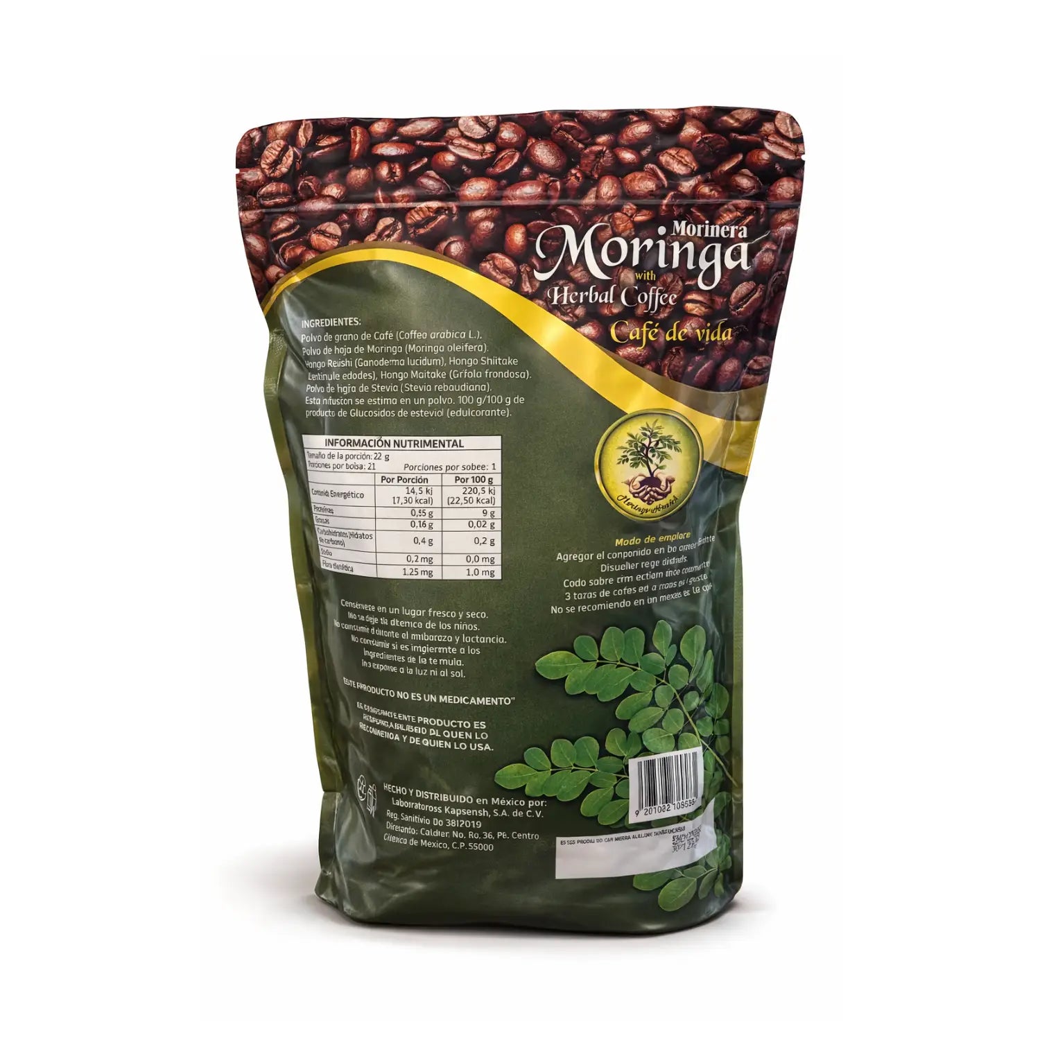 Moringa Café de Vida; 22 sobres de 20 grs, Herbal Coffee.