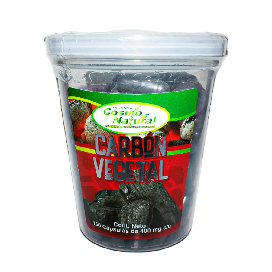 Carbón Vegetal; 150 Capsulas de 400mg, Cosmo Natural.