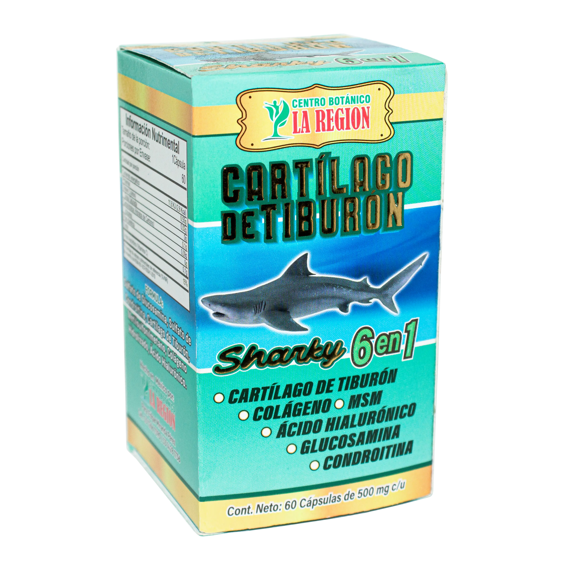 Cartilago de tiburon; 60 caps, LA REGION.