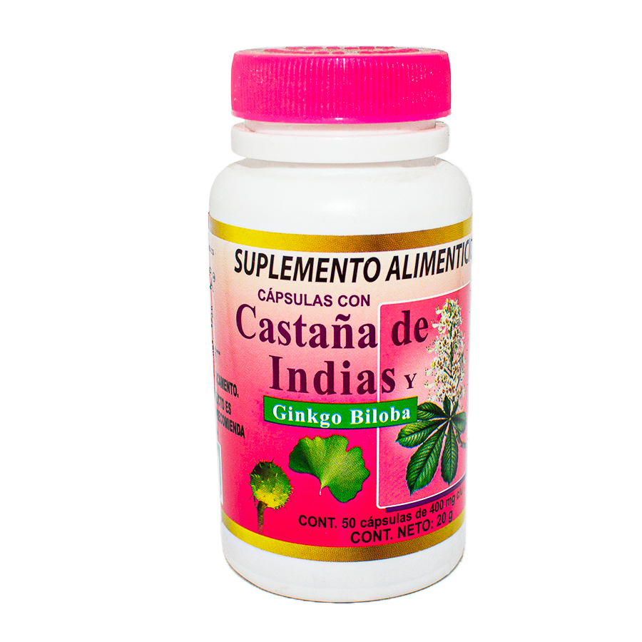 Castaña de Indias; 50 Cápsulas de 400 mg, Azteca.