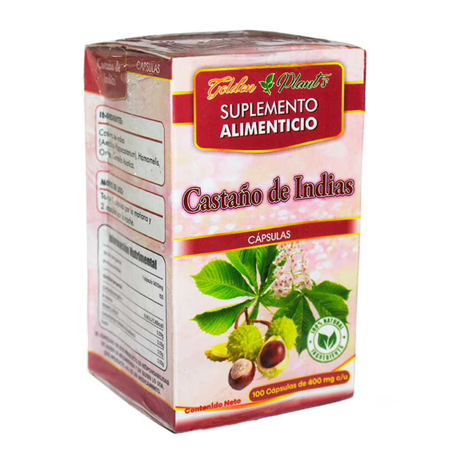 Castaño de Indias; 100 Cápsulas de 400 mg; Golden Plants
