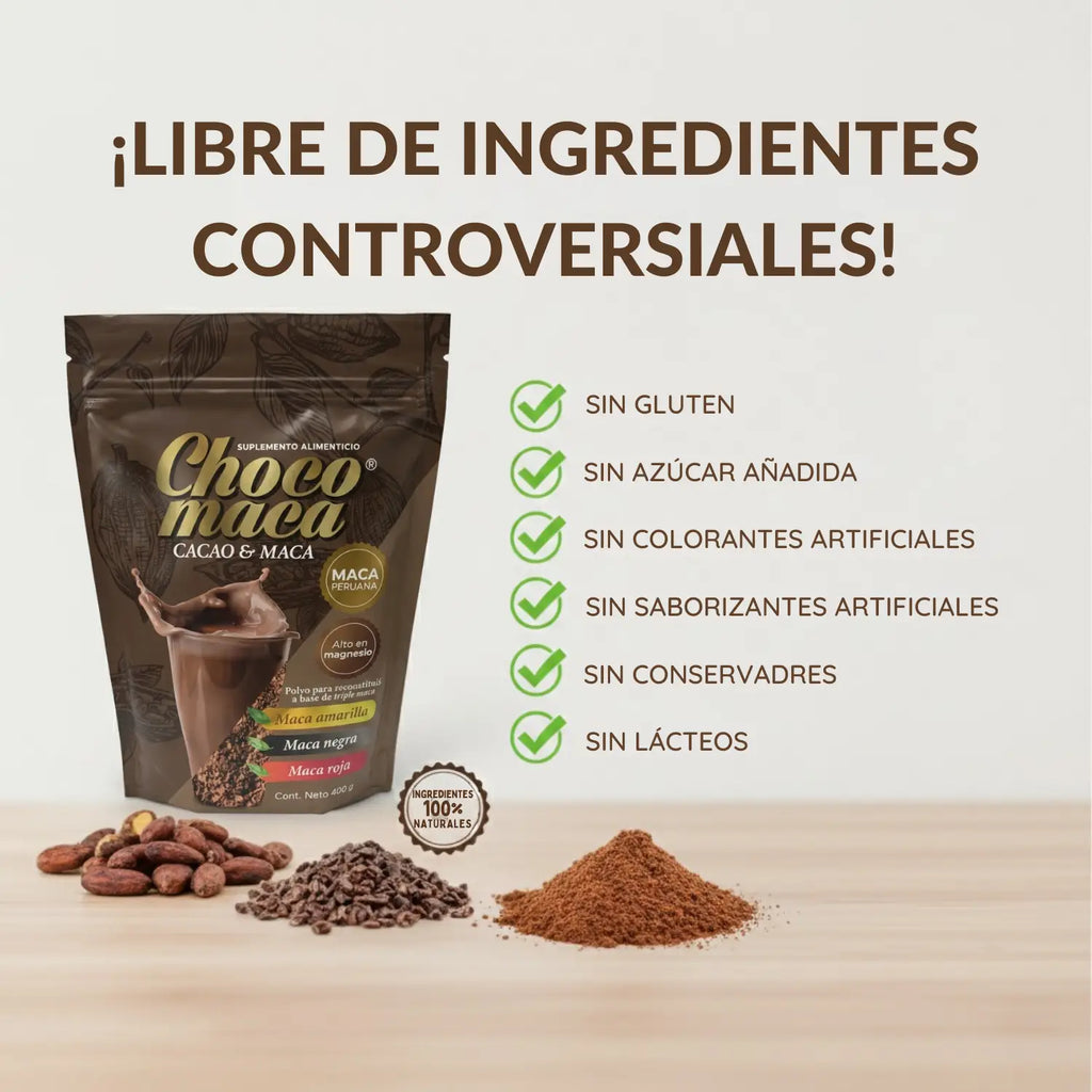 Polvo Choco Maca; 400grs, Naturistas Unión.