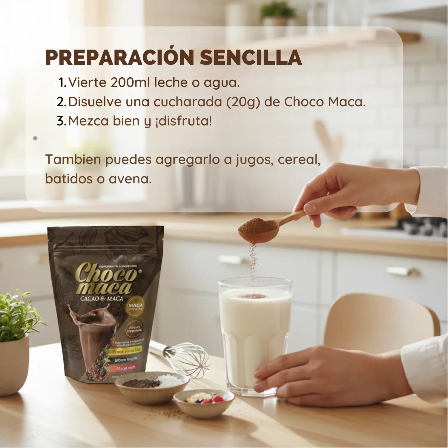 Polvo Choco Maca; 400grs, Naturistas Unión.
