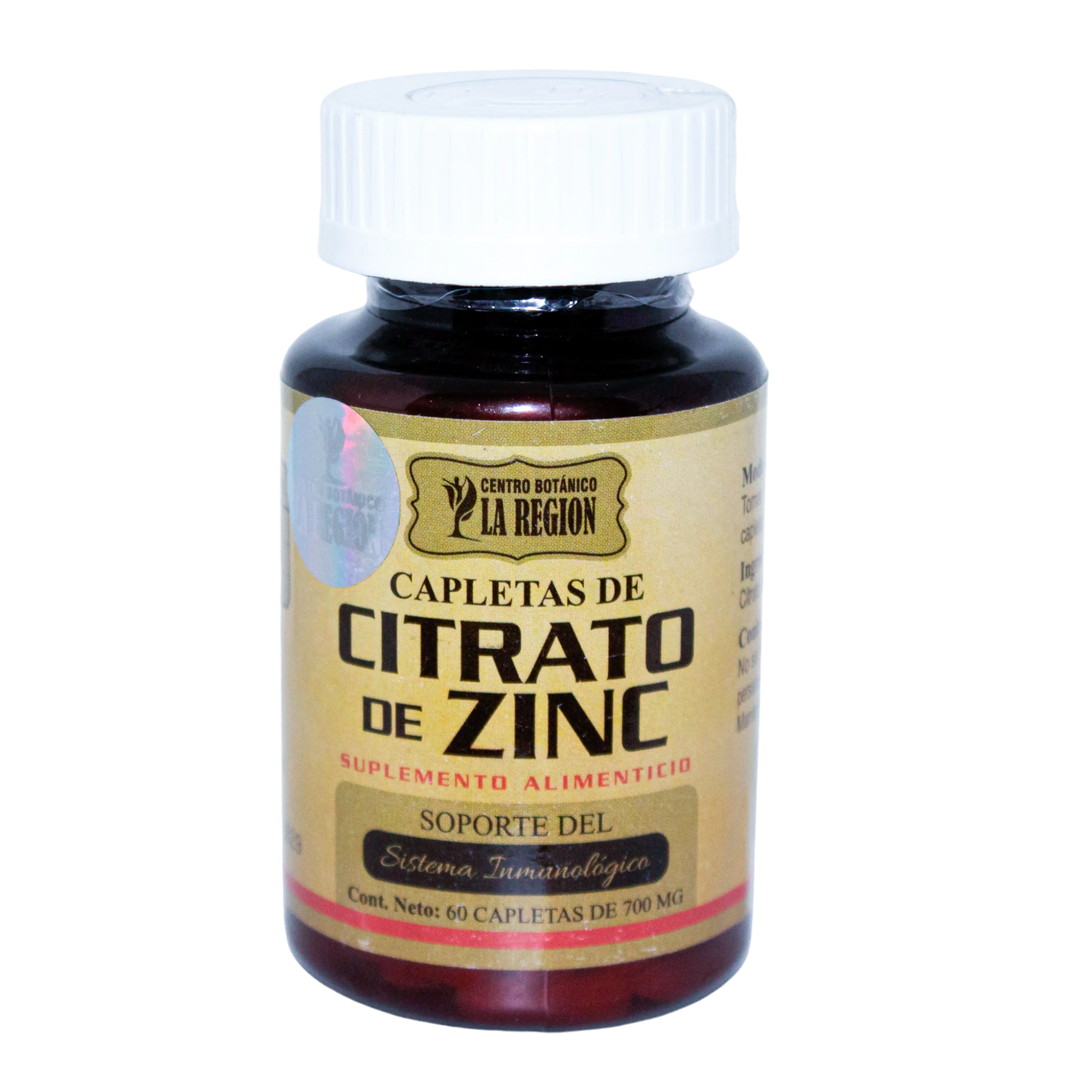 Citrato de Zinc; 60 Capletas de 700mg, La Región.