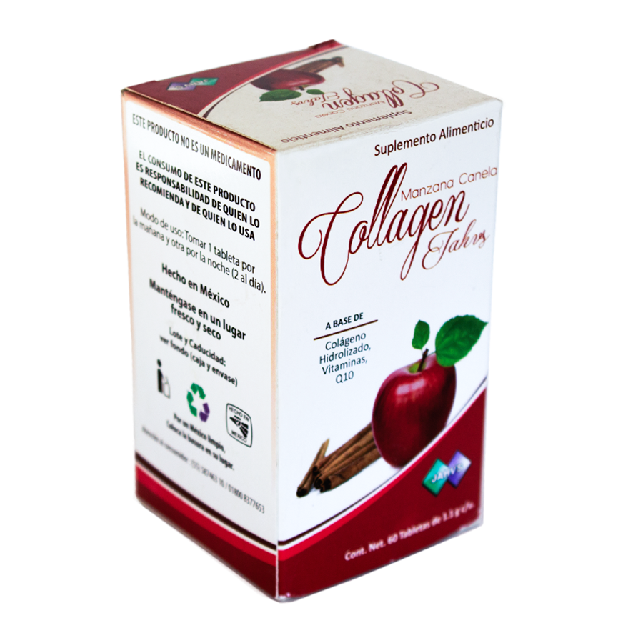 Collagen Manzana Canela; 60 Tabletas de 1.1g, Jahvs.