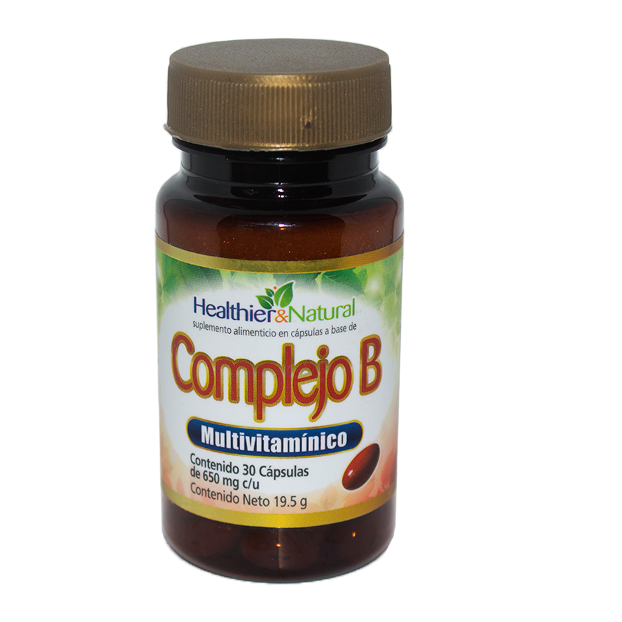 Complejo B; 30 Capsulas de 650mg; Healthier Natural.