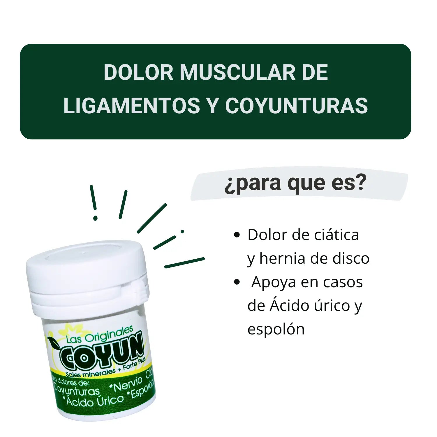 Coyun, Sales Minerales y Forte Plus, Arcoiris.