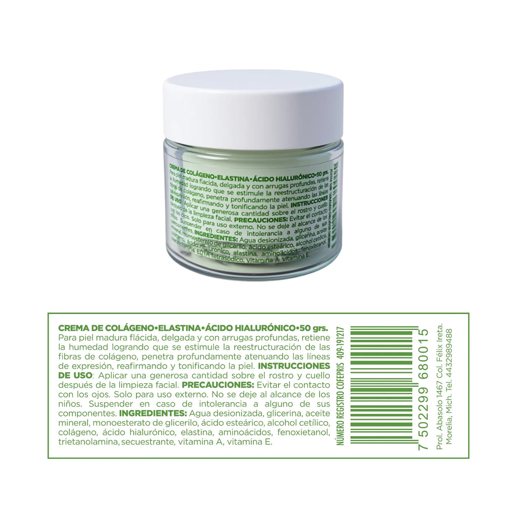 Crema Cólageno Elastina, AC. Hialuronico; 50g; CICAL