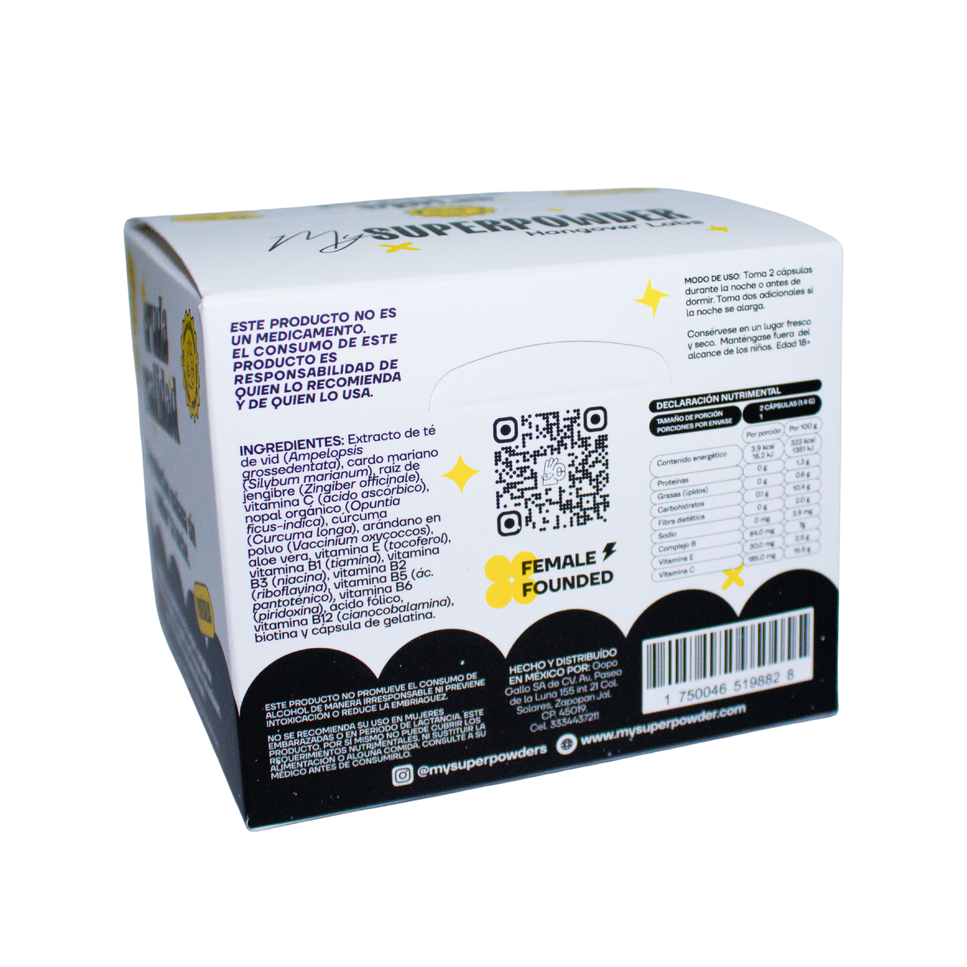 Caja Cruda realidad 24 sobres 2 caps cada uno; Hangover