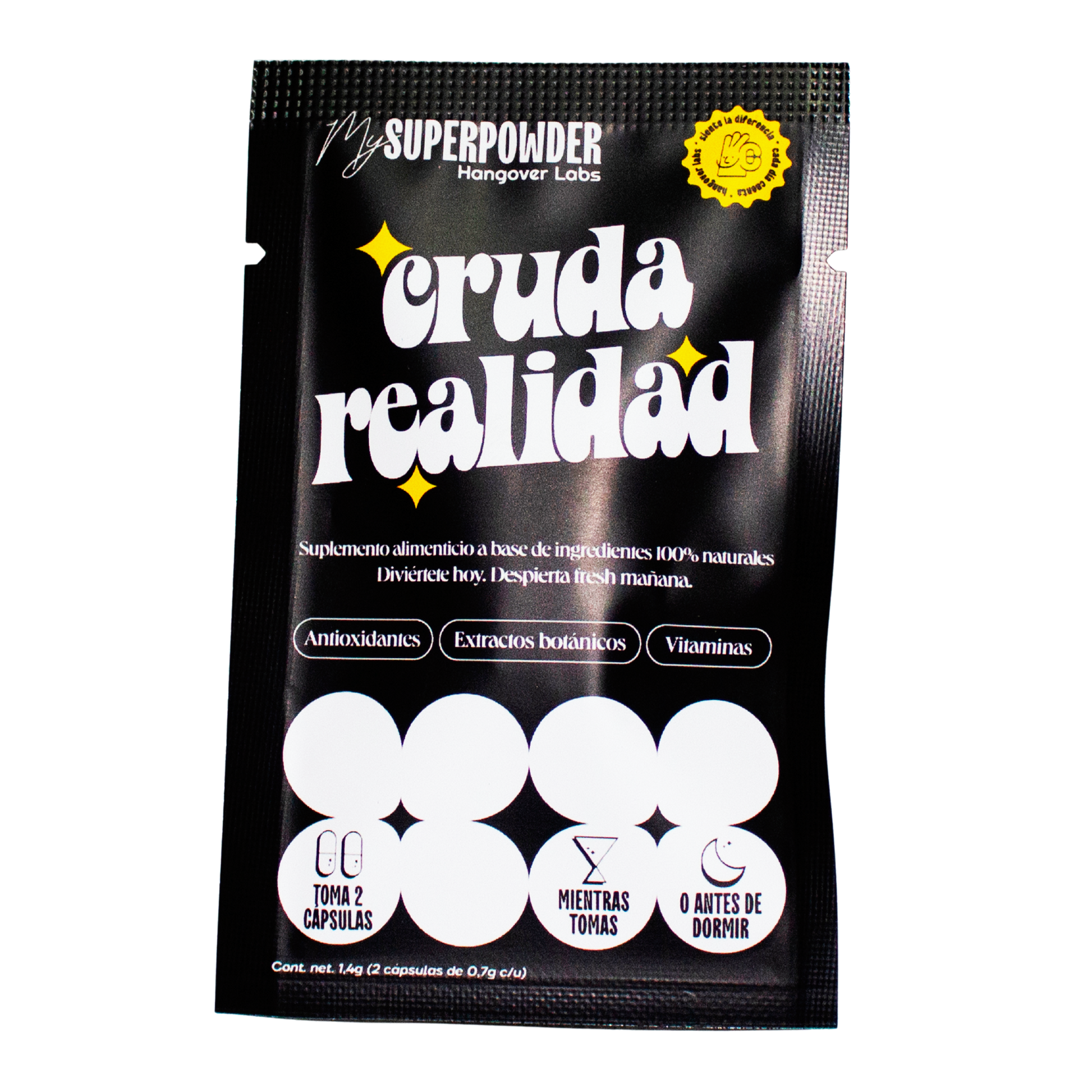 Caja Cruda realidad 24 sobres 2 caps cada uno; Hangover