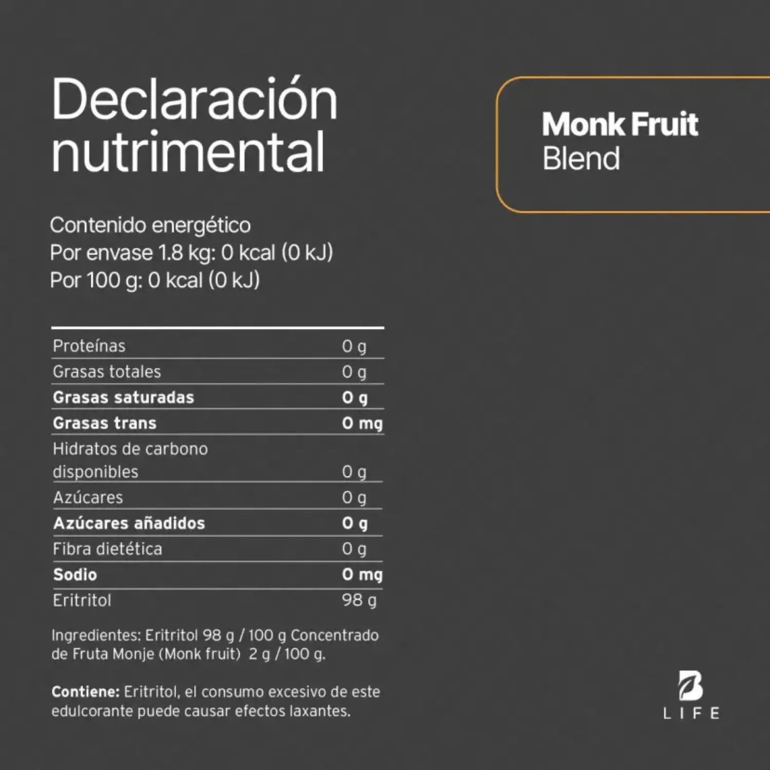 Endulzante Natural; 1.8Kg, BLIFE