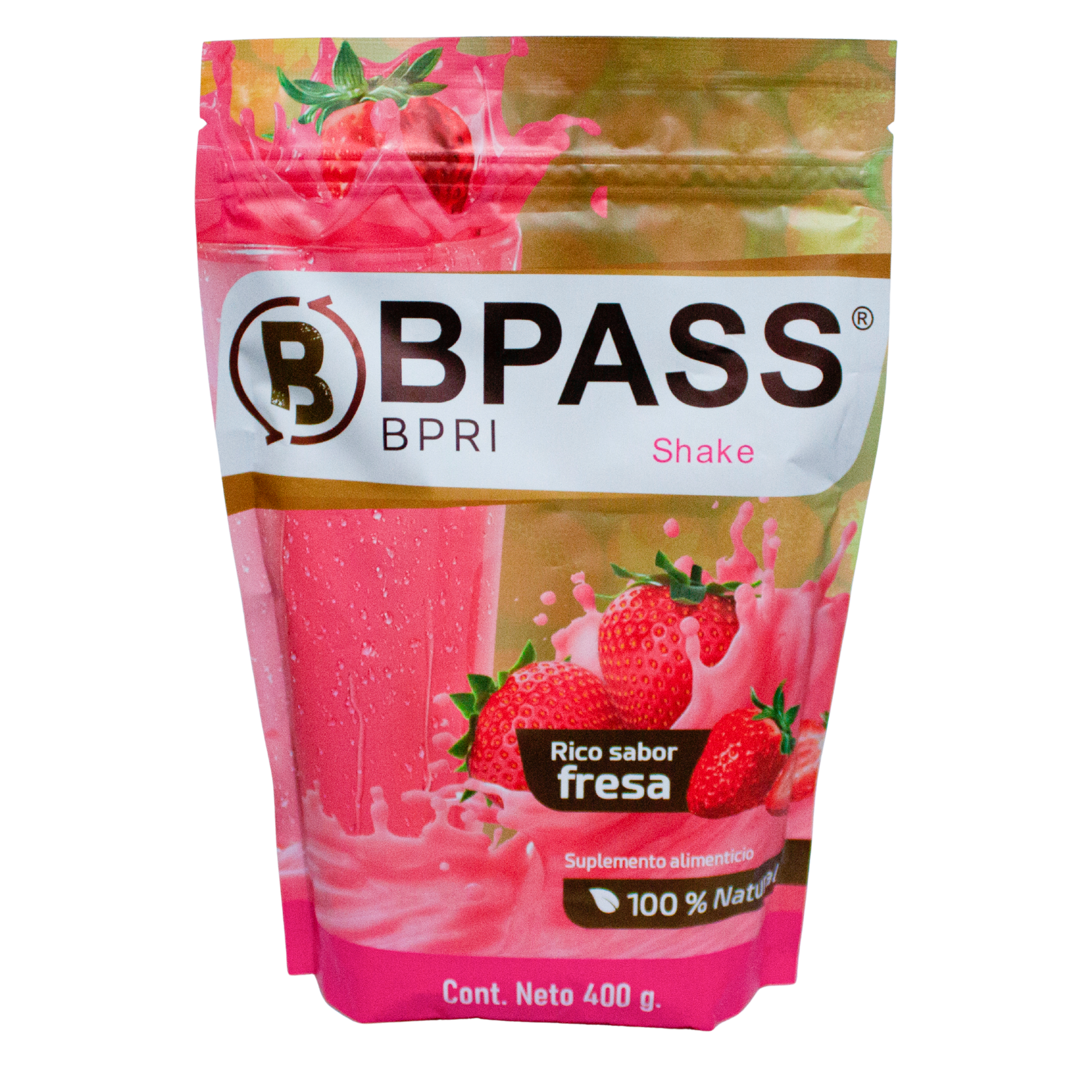 Malteada BPass Sabor Fresa; 400gr.