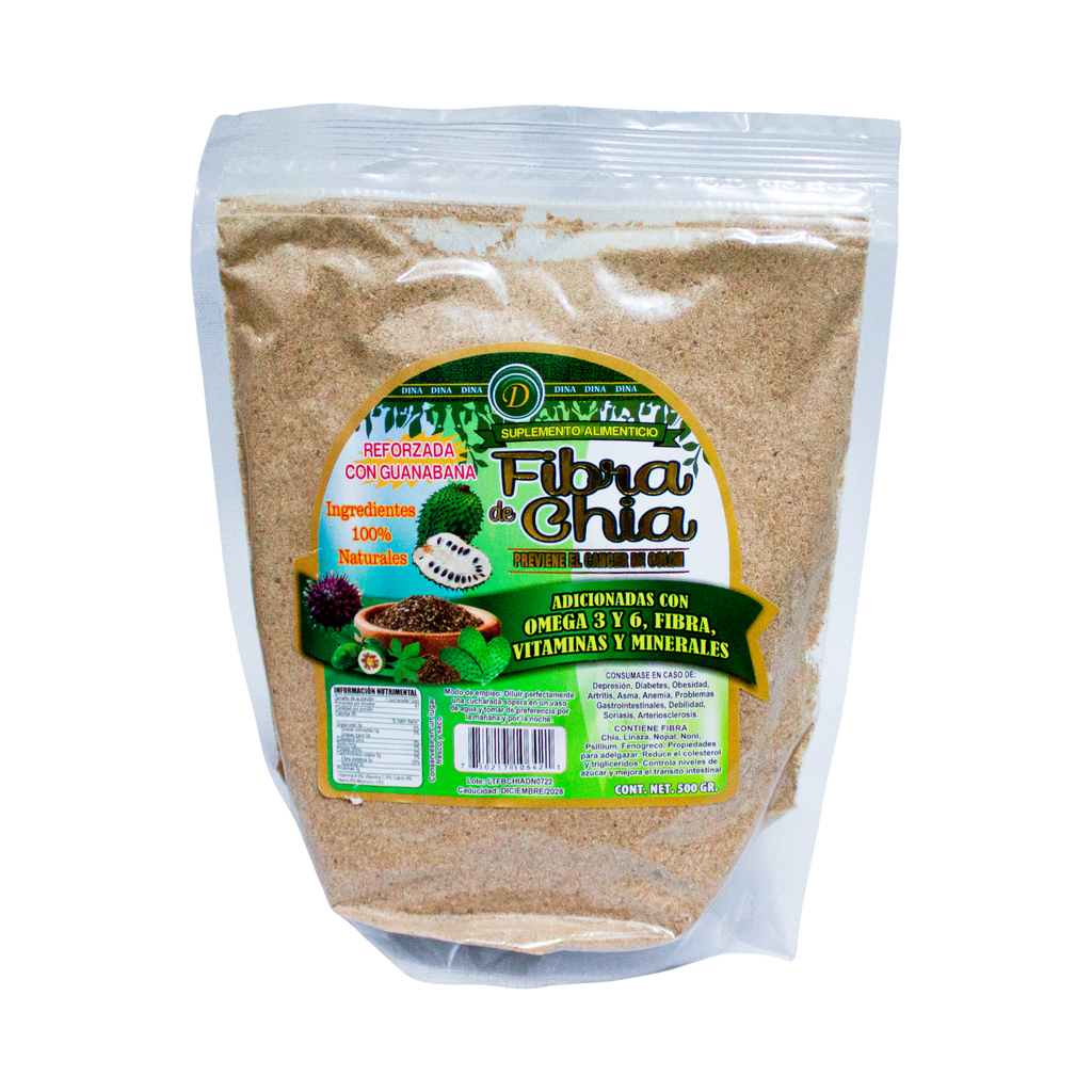 Fibra de Chía C/ Guanabana; 500gr, Dina.