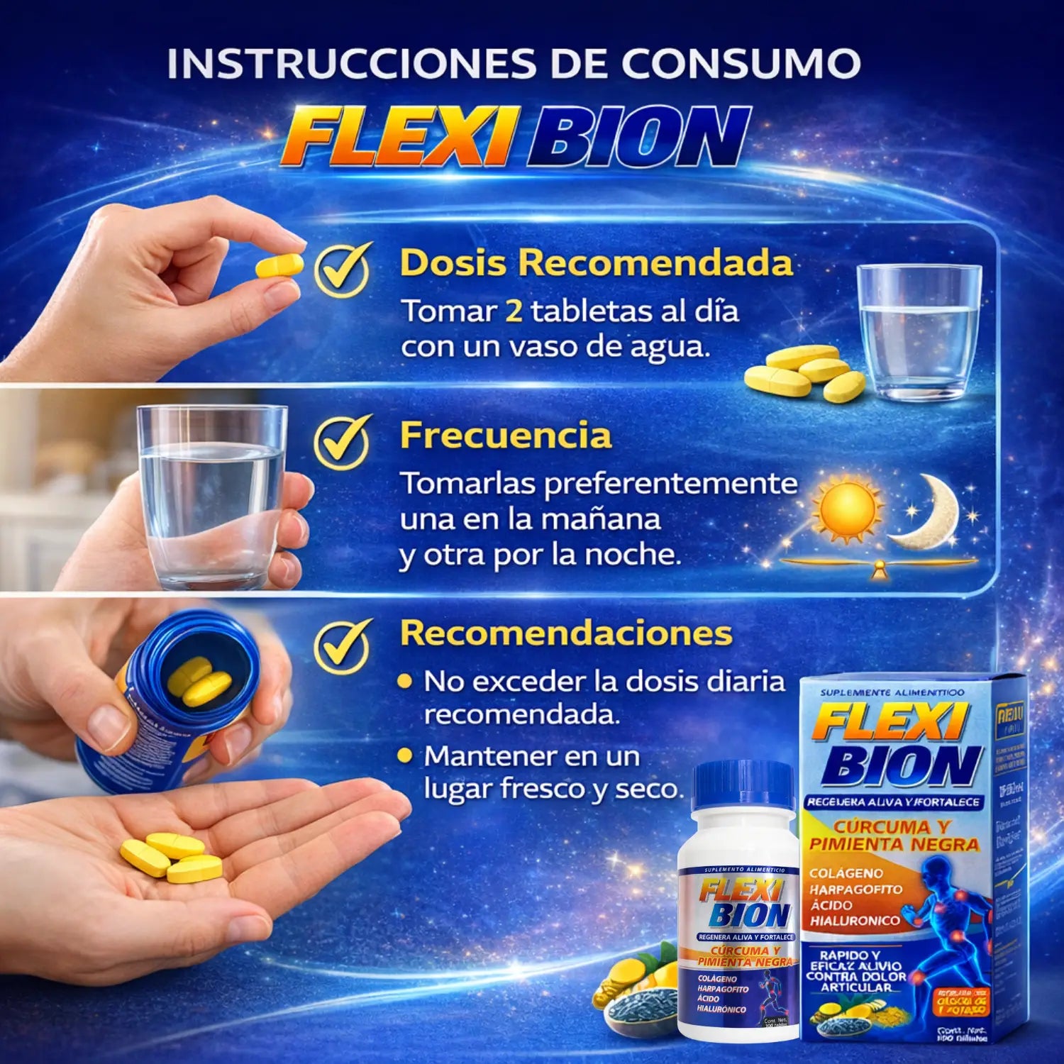 Flexi Bion; 100 Tabletas, Vida Natural.