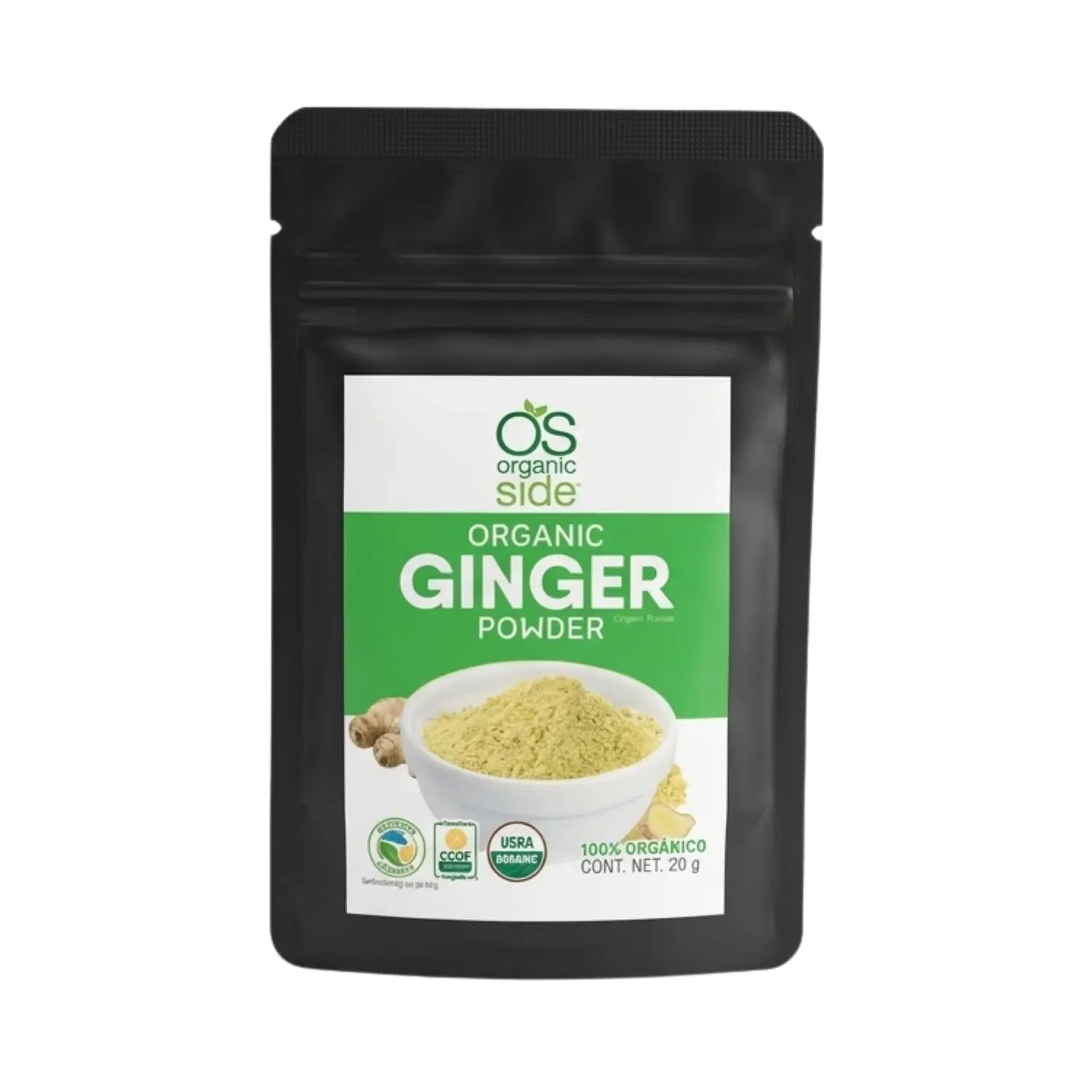 Polvo Ginger Powder ( Jengibre ); 20gr, Organic Side.