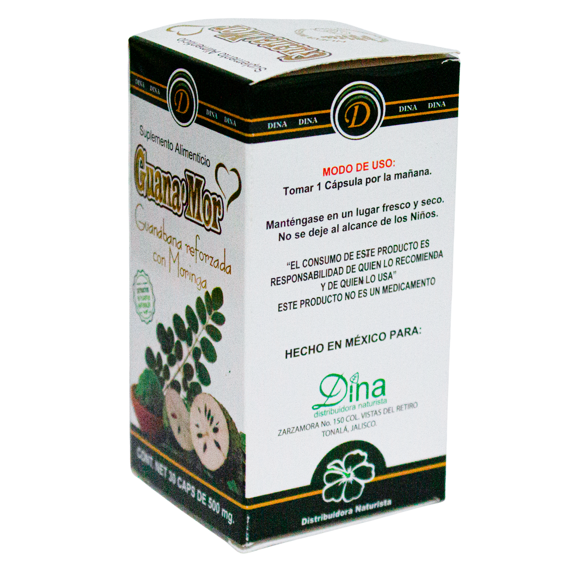 Guana´Mor; 30 Capsulas de 500mg, Dina.