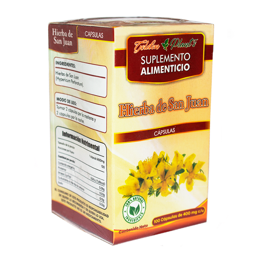 Hierba de San Juan; 100 Cápsulas de 400 mg; Golden Plants