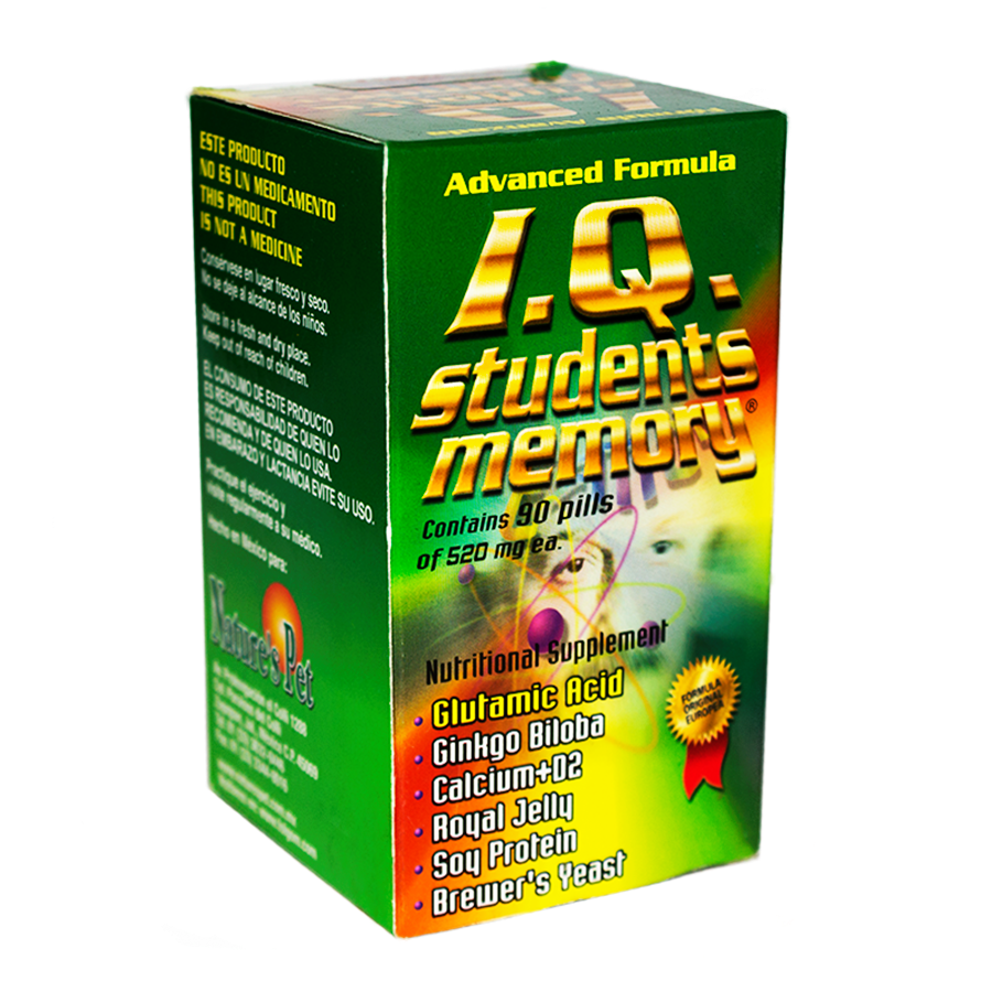 I.Q. Students Memory; 100 Tabletas, Natures Pet.