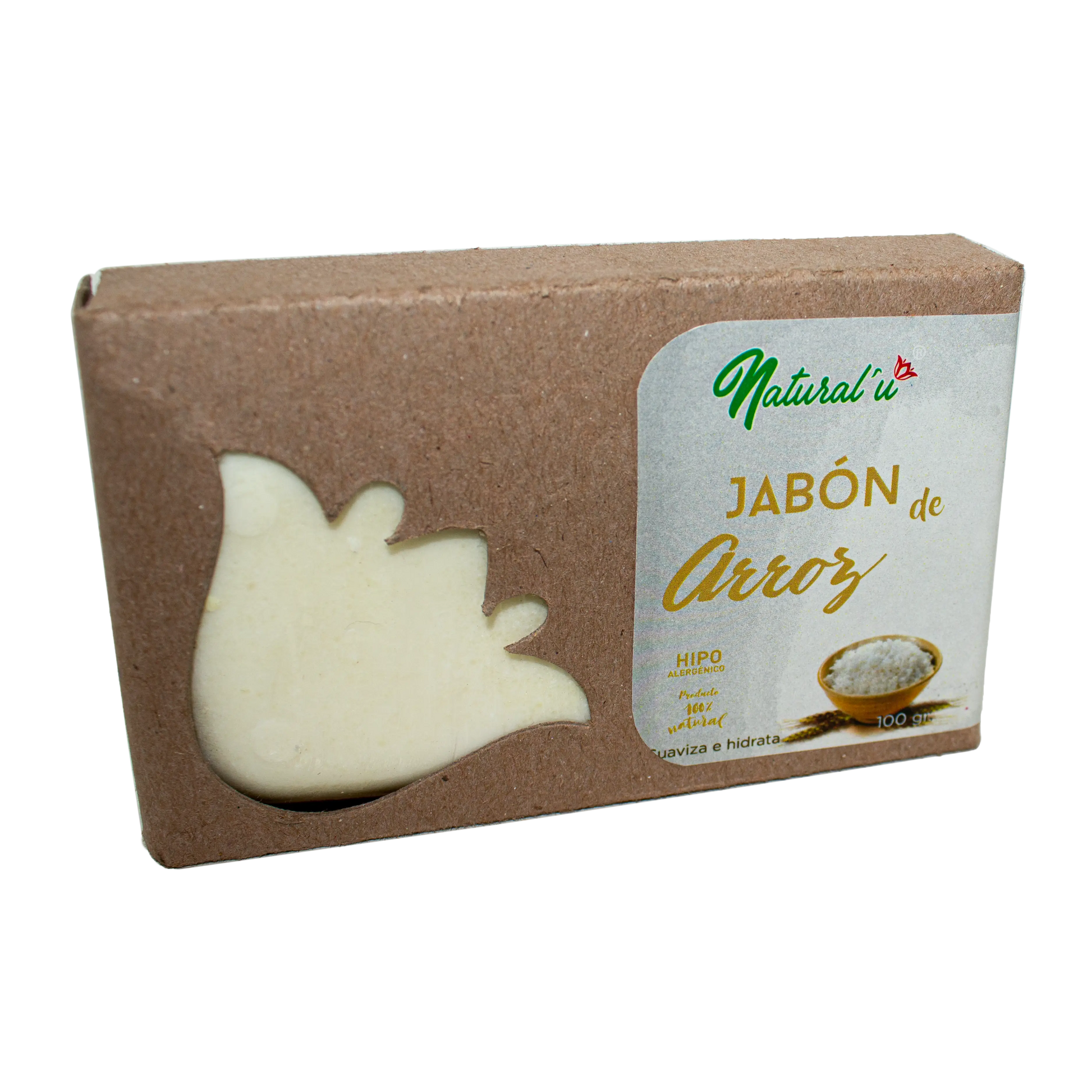 Jabon de Arroz; 100 gr, Natural U.