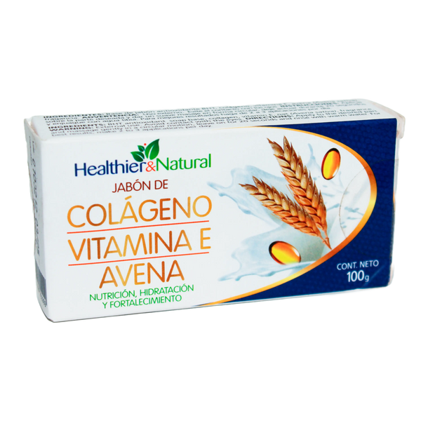 Jabon Colageno Vitamina E y Avena; 100gr, HEALTHIER NATURAL.