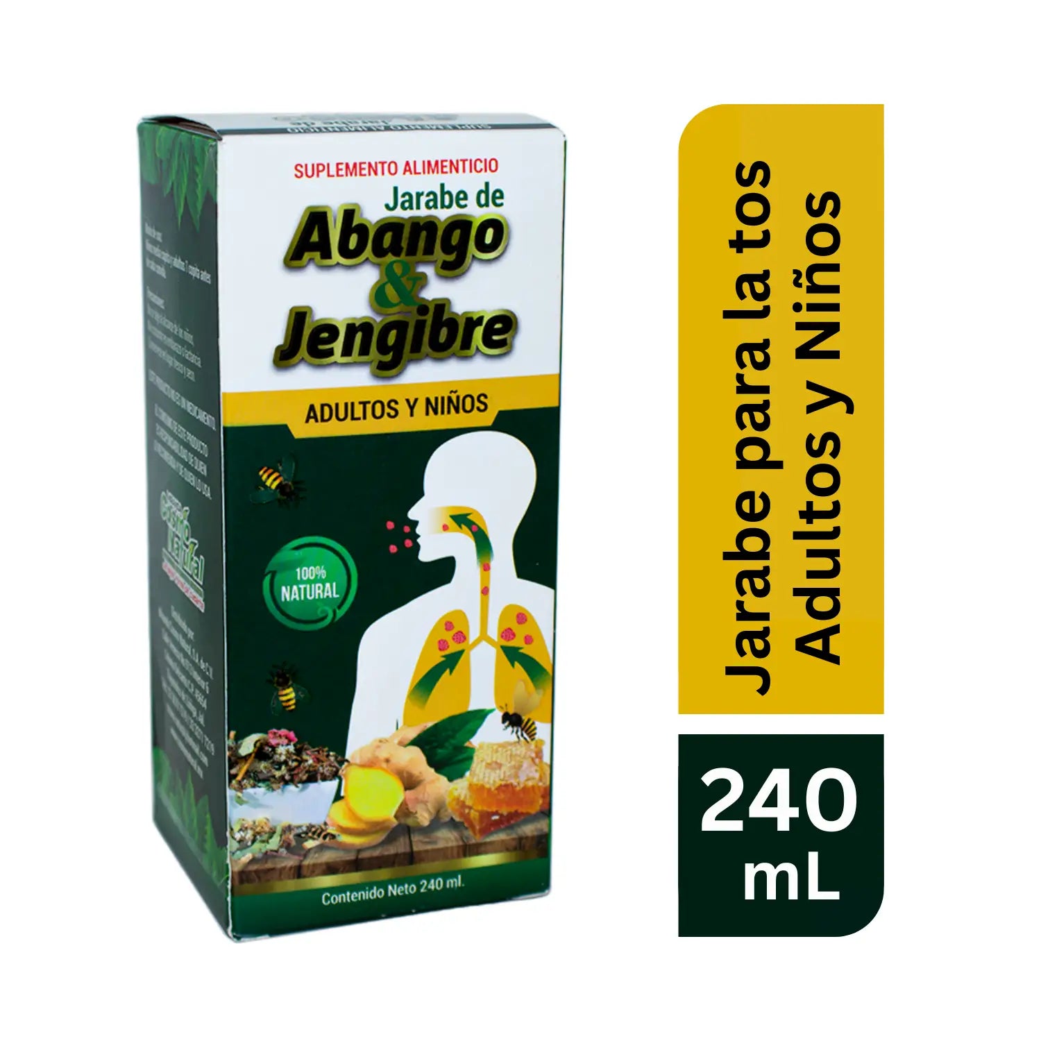 Jarabe Abango y Jengibre; 240 ml, Cosmo Natural.