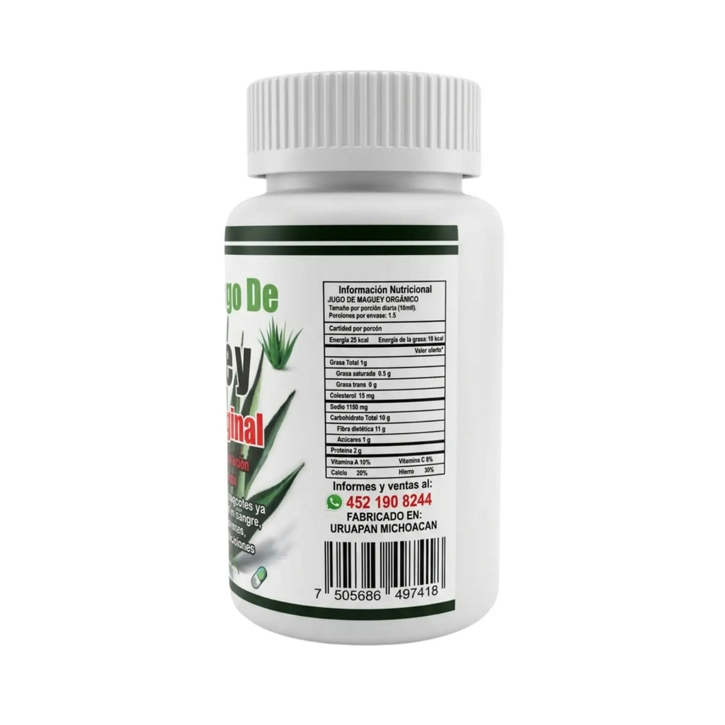 Jugo de Maguey; 60 Capsulas de 500mg, El Tarasco.