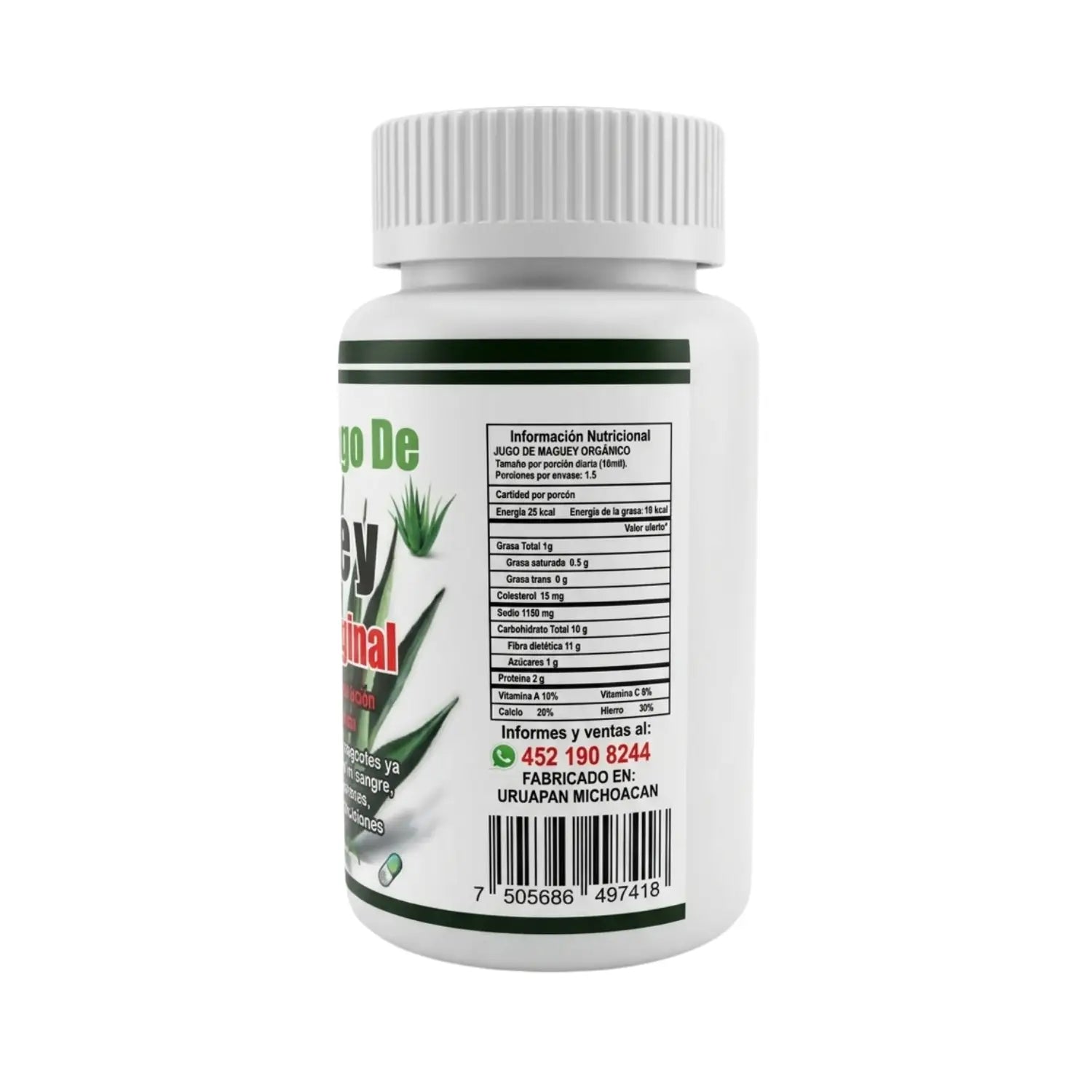 Jugo de Maguey; 60 Capsulas de 500mg, El Tarasco.