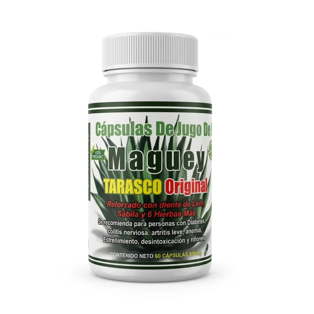 Jugo de Maguey; 60 Capsulas de 500mg, El Tarasco.