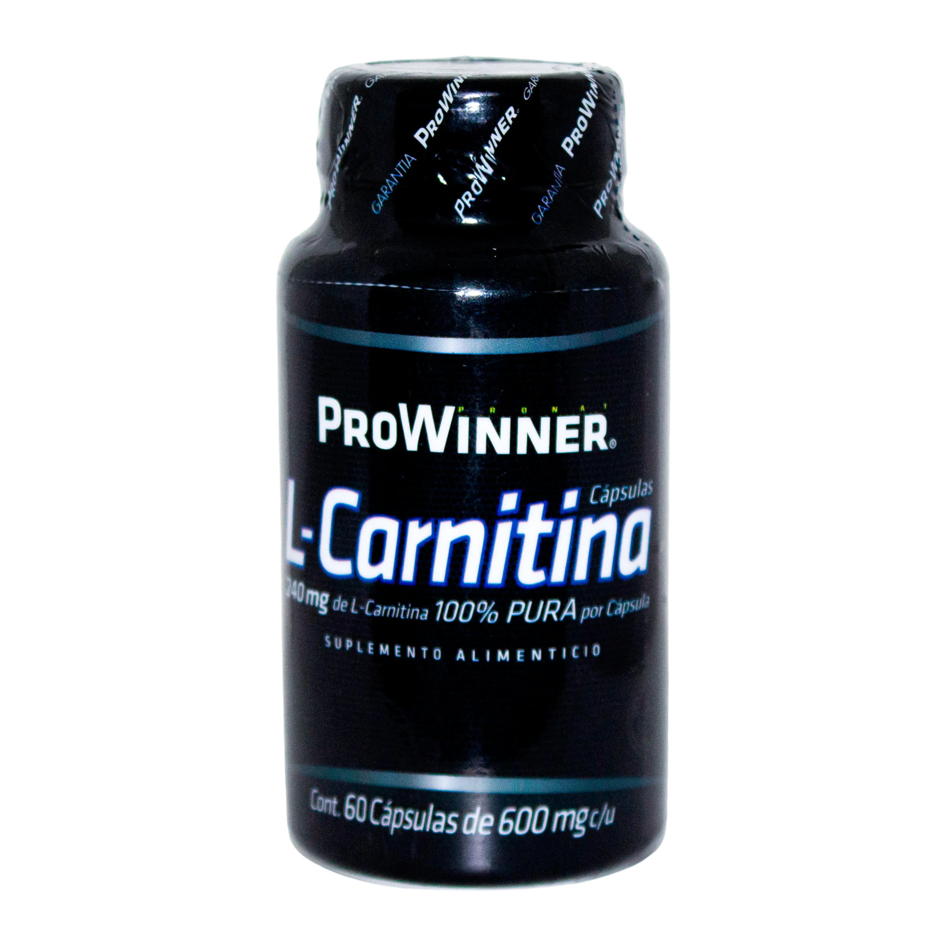 L- Carnitina; 60 Cápsulas de 600mg, Pro Winner.