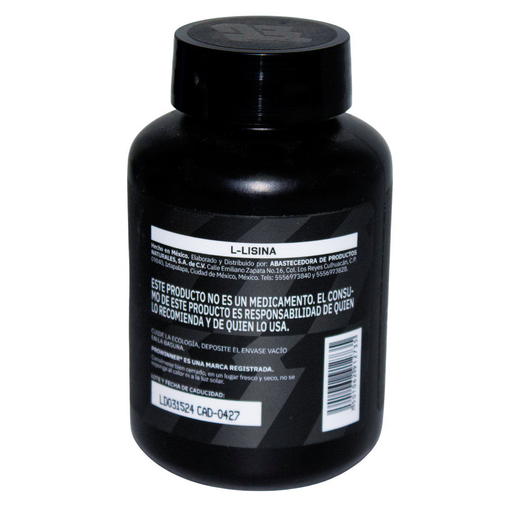 L-lisina; 90 Capsulas de 450mg, Pro Winner.