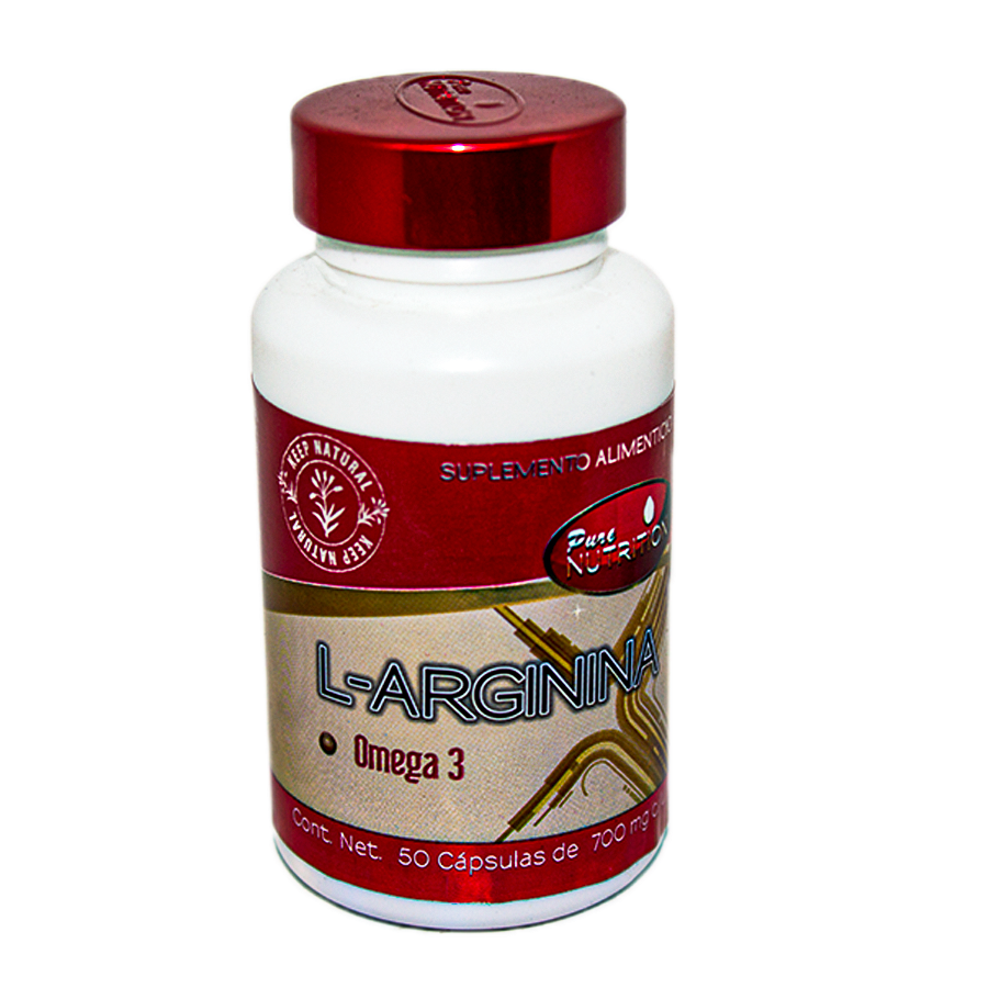 L- Arginin Omega 3; 50 Capsulas de 700mg, Pure Nutritión.