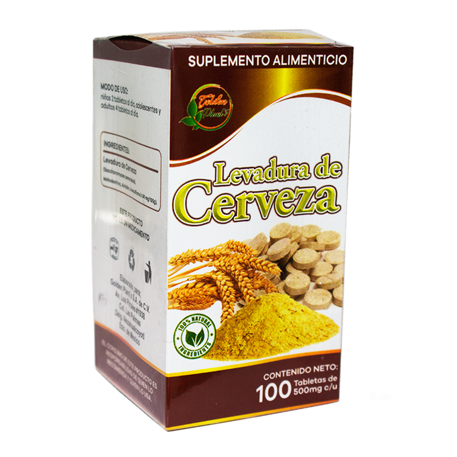 Levadura de Cerveza 100 Tabletas de 500 mg; Golden Plants