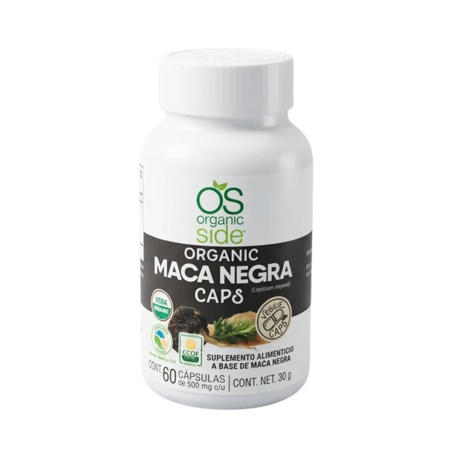 Maca Negra; 60 Cápsulas, Organic Side.