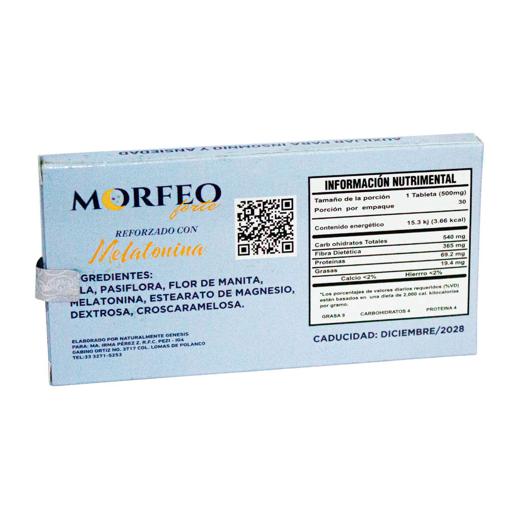 Morfeo Forte; 30 Tabletas,  NG.