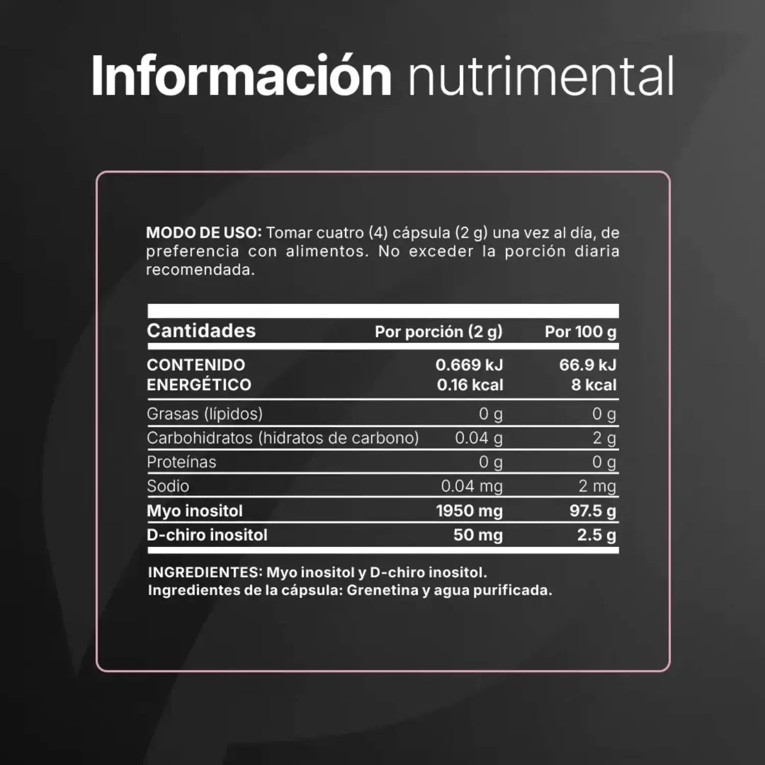 Myo y D- Chiro Inositol platinum; 120 Cápsulas, BLIFE