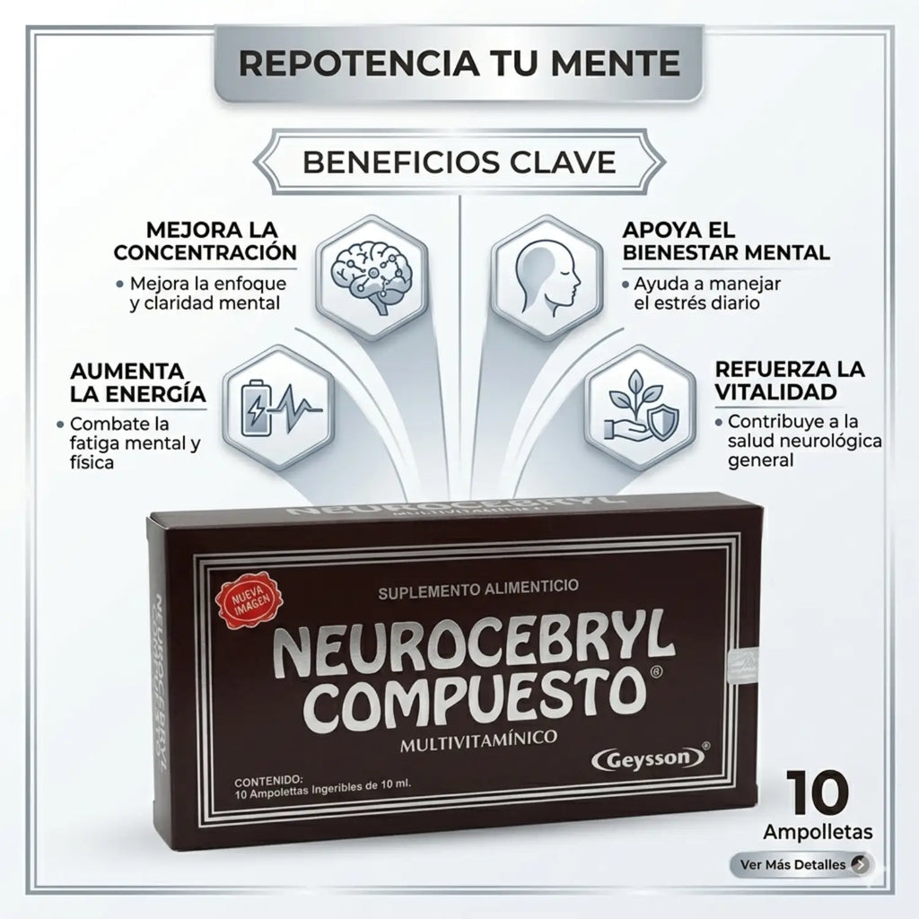 Neurocebryl compuesto; 10 ampolletas de 10mL; Geysson