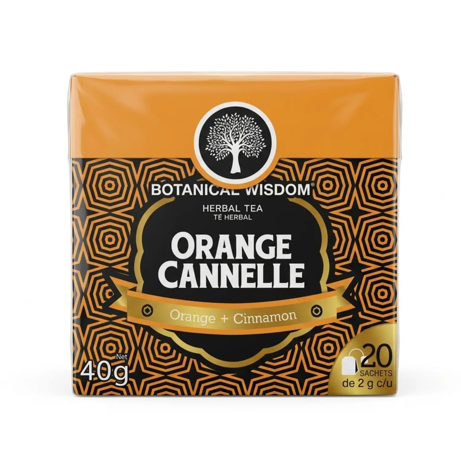 Té herbal Orange cannelle; 20 saquitos, botanical.