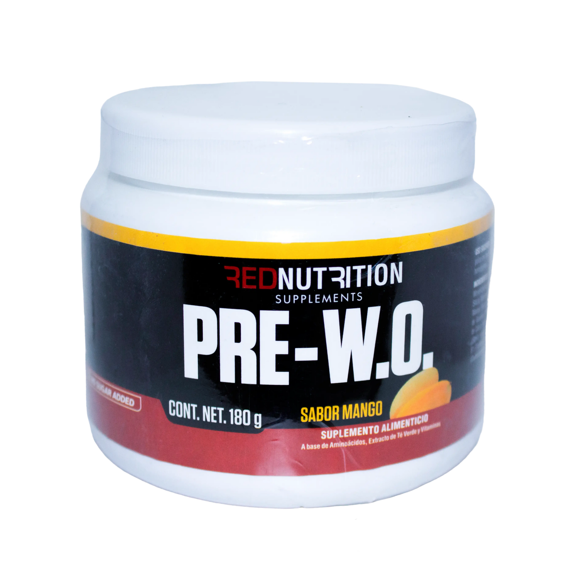 Polvo Pre --W.O, Sabor Mango; 180GR, Red Nutrition.