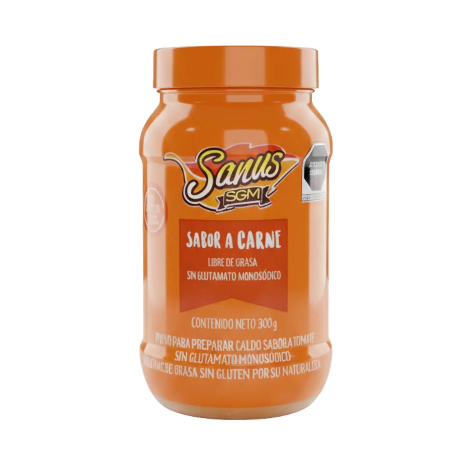 Polvo sazonador sabor a carne ; 300g, Sanus.