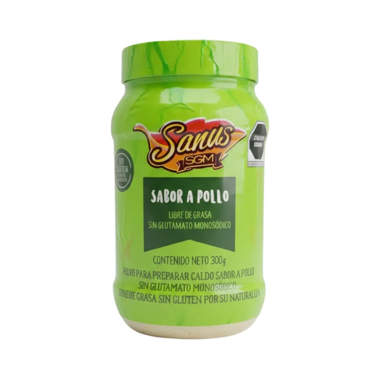 Polvo sazonador sabor a pollo ; 300g, Sanus.