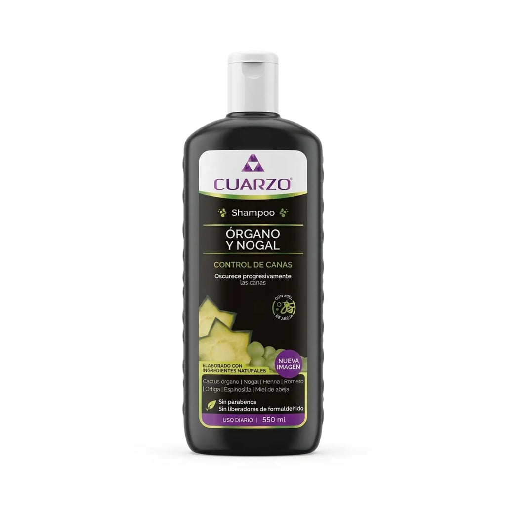 Shampoo Organo Nogal; 550ml, Cuarzo Comestics.