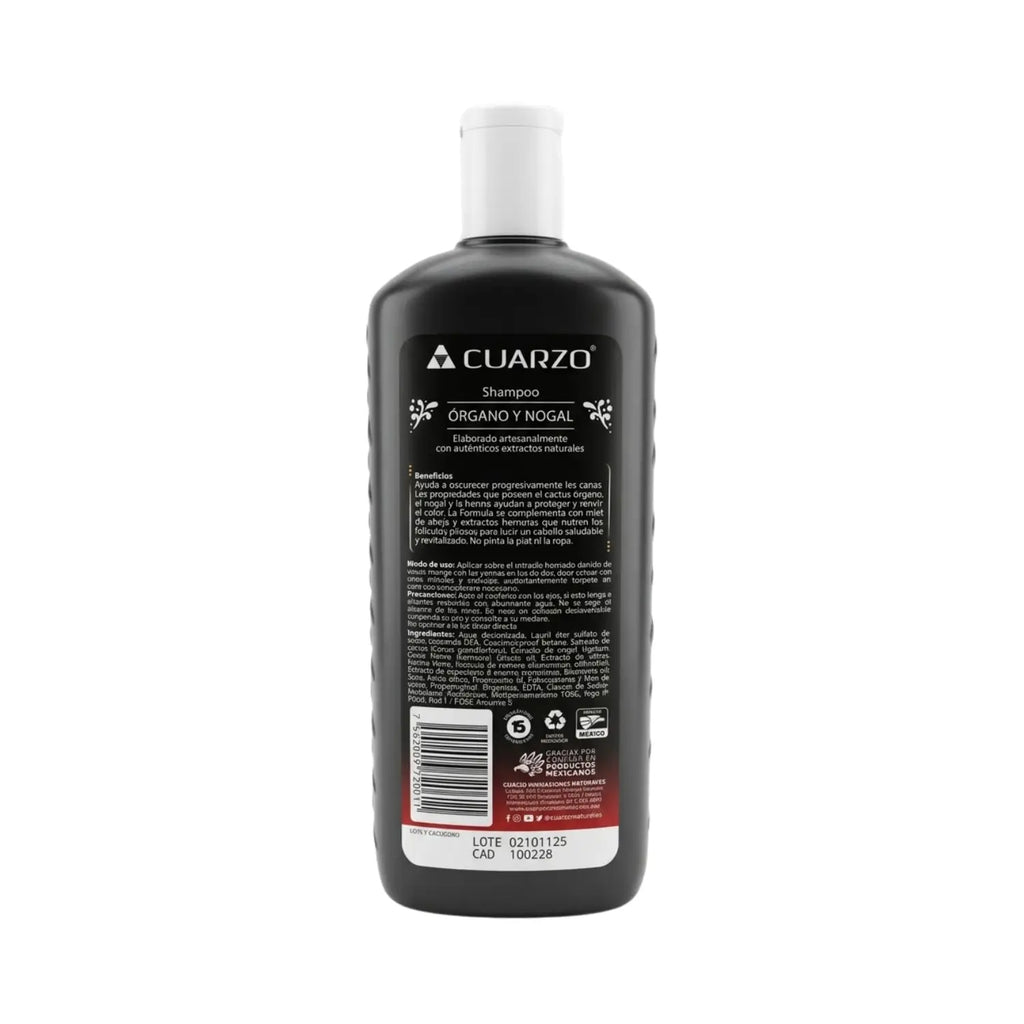 Shampoo Organo Nogal; 550ml, Cuarzo Comestics.