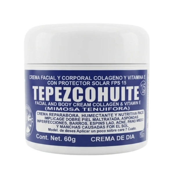 Crema facial tepezcohuite azul ; 60g, indio papago.