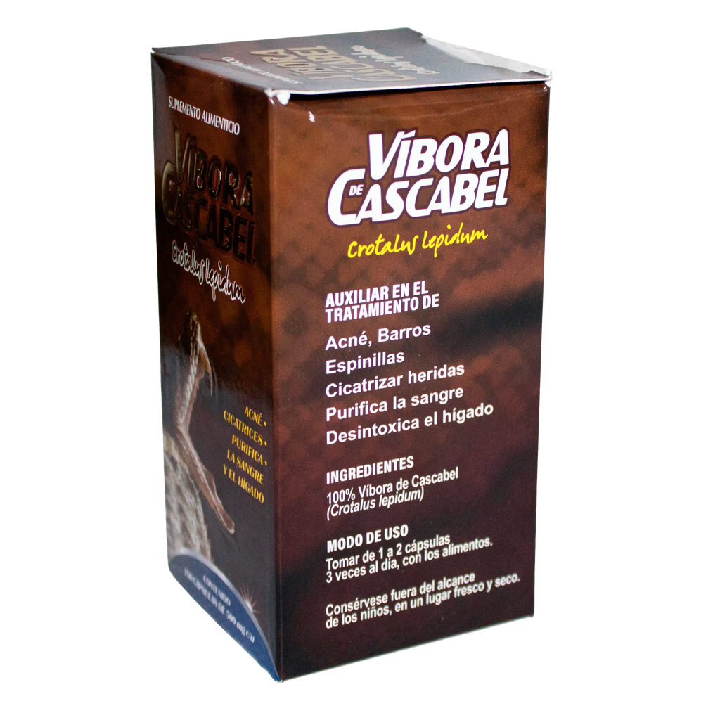 Vibora de Cascabel; 150 Cápsulas de 500mg, Nutrimed.