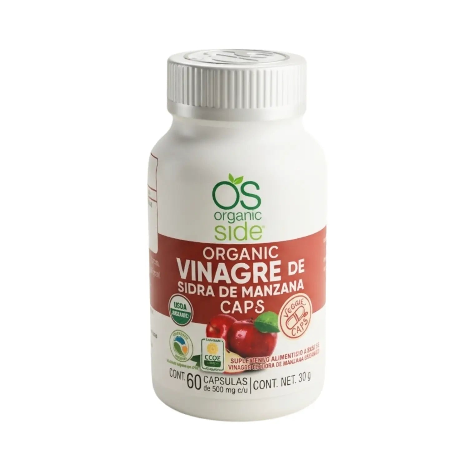 Vinagre de Sidra de Manzana; 60 Cápsulas, Organic Side.