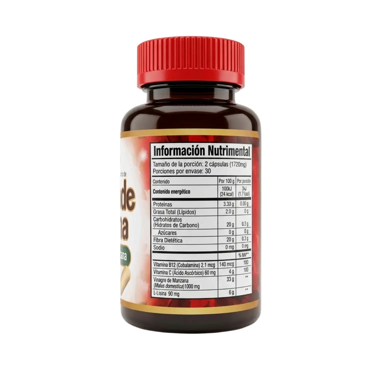 Vinagre de Manzana; 60 Capsulas de 860mg, Healthier Natura.