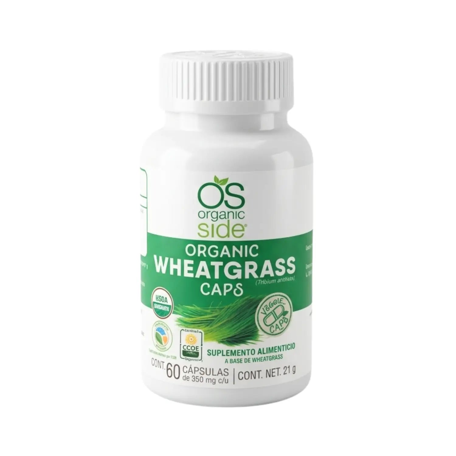 WheatGrass ( Pasto de Trigo) ; 60 Cáspulas, Organic Side.