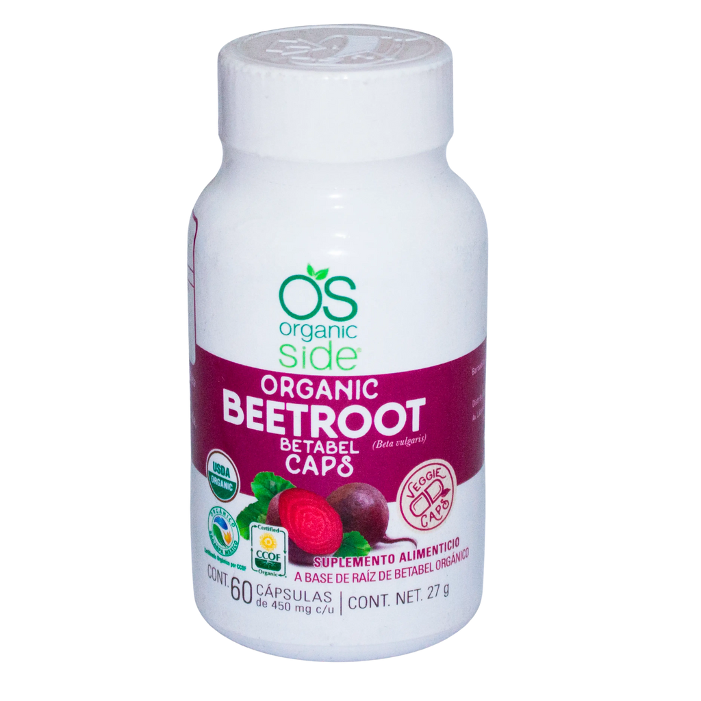 Capsulas de Betabel ( Beetroot ); 60 Capsulas, Organic Side.