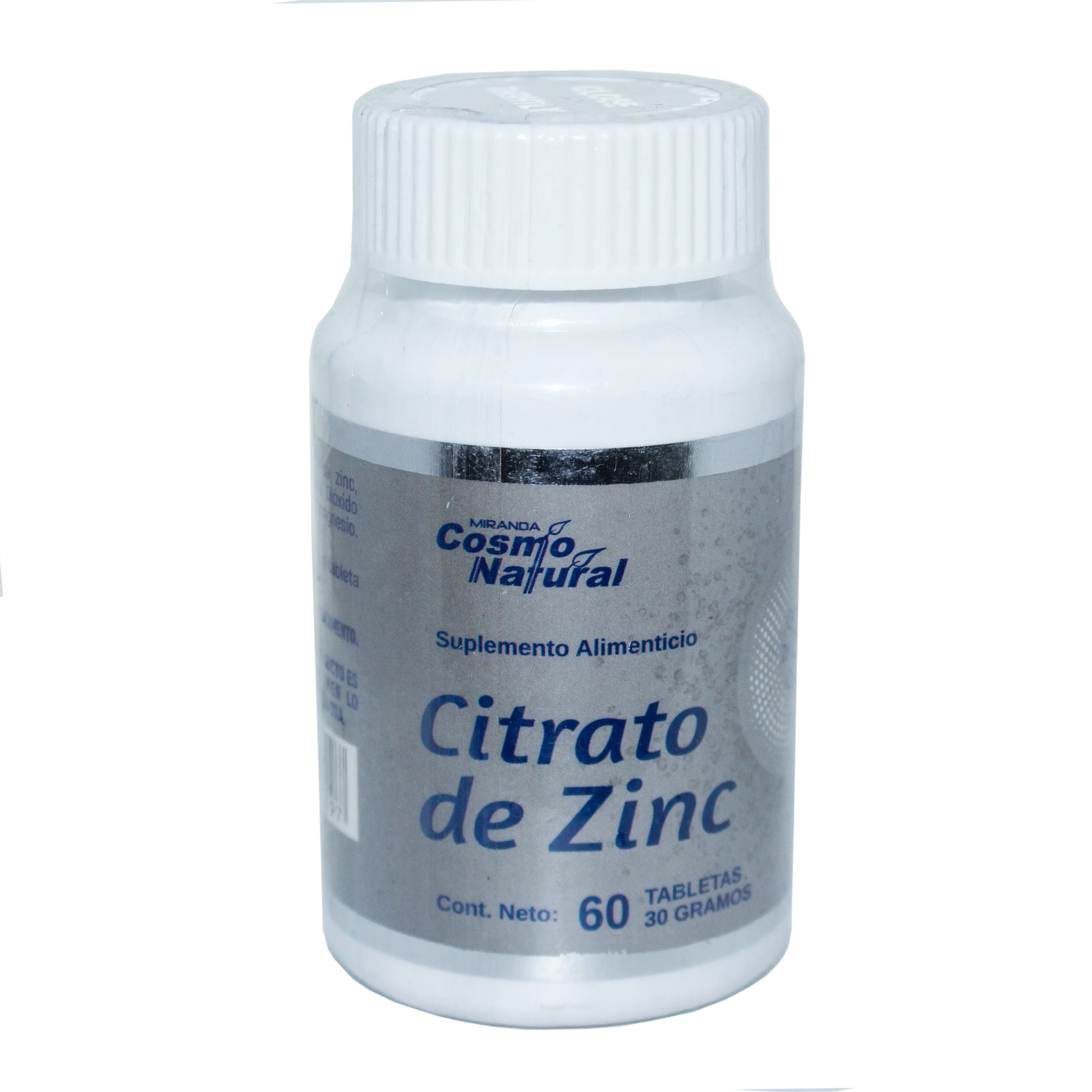 Citrato de Zinc; 60 Tabletas, Cosmo Natural.